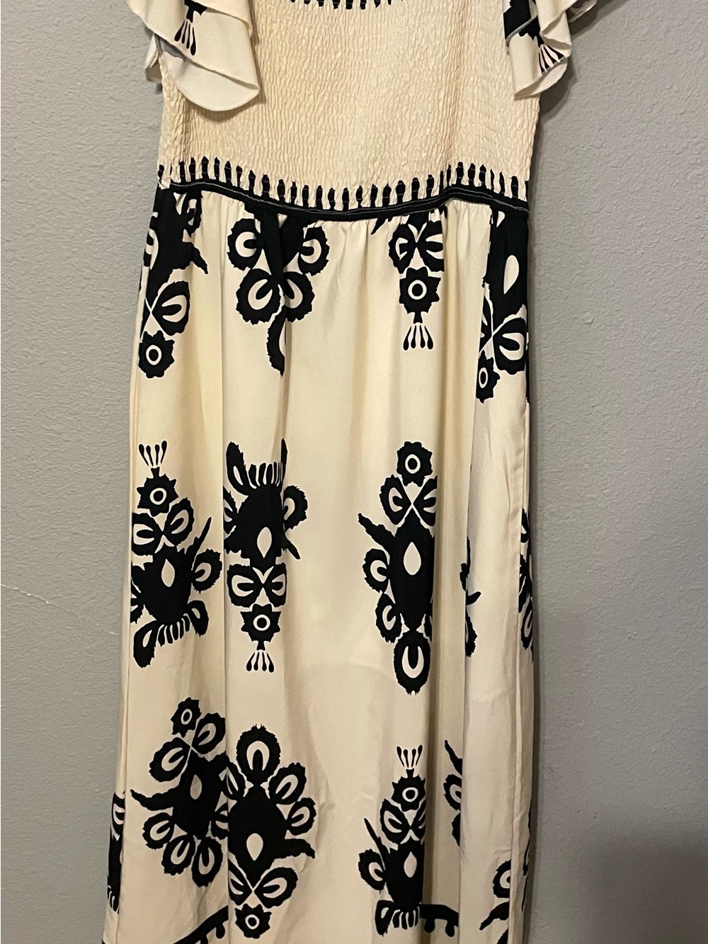 Women’s Cream and Black Patterned Dress